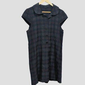 Theory Glen Plaid Wool Blend Pocket Dress 5 Button Popover Size 10